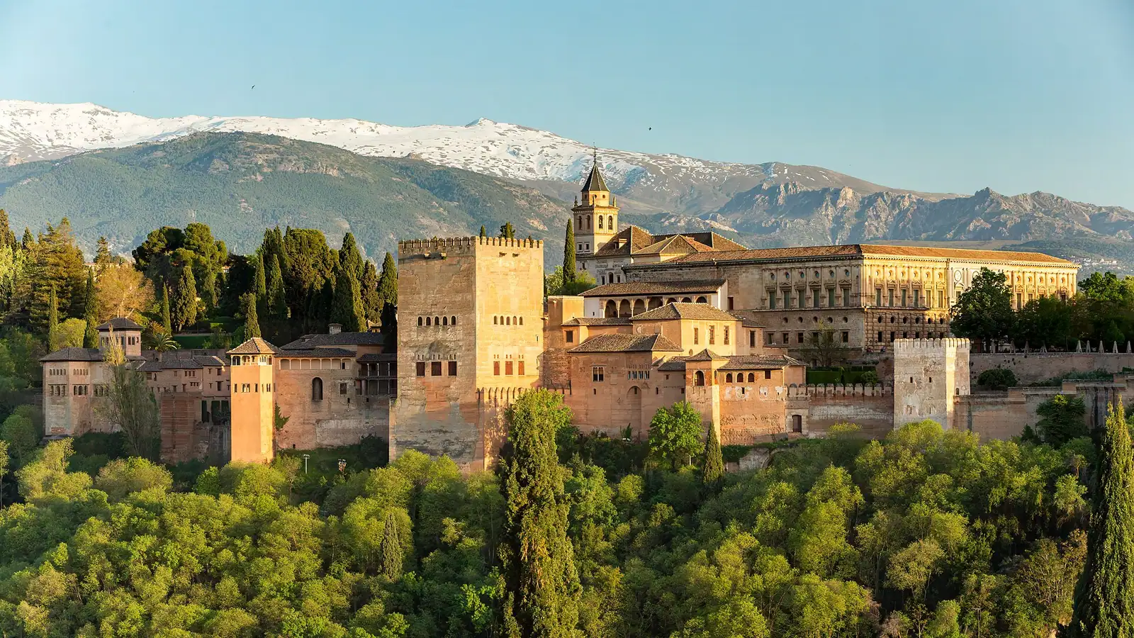 Granada – Granada (Andalusia, Spain) - View of Alhambra from Mirador de San Nicolás at sunset