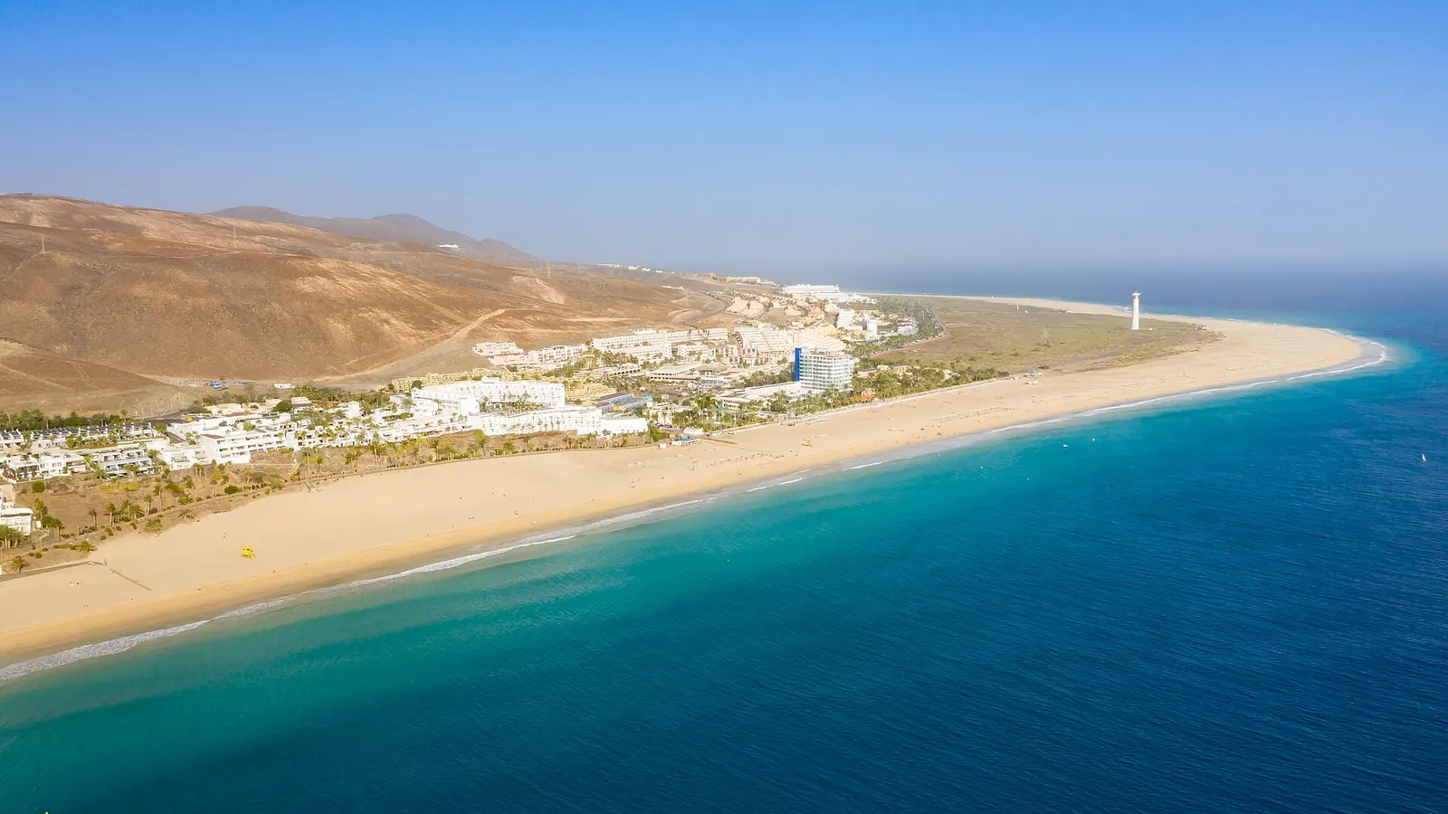 Pájara – Aerial view of the coastline of Morro Jable on Fuerteventura, Canary Islands