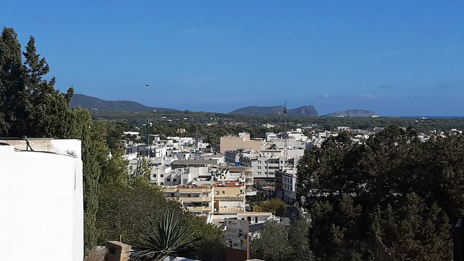 Santa Eulària des Riu – View from St. Eulária churc in Santa Eulària des Riu, Ibiza, looking east along the coast