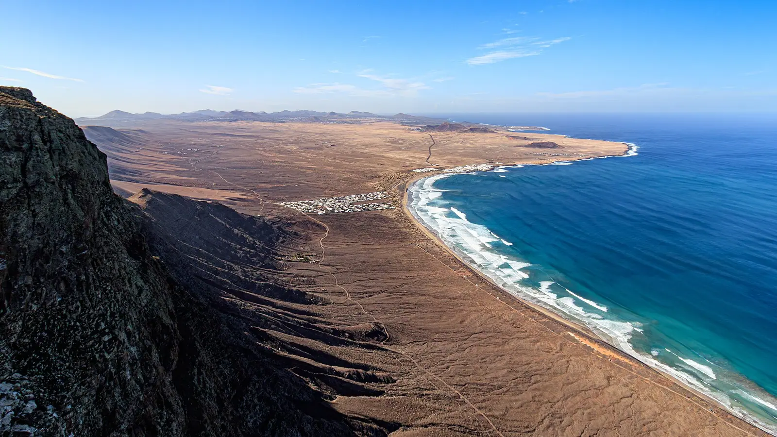 Teguise – The El Jable area and Famara Beach seen from the Famara cliffs in the northwest part of Lanzarote.
