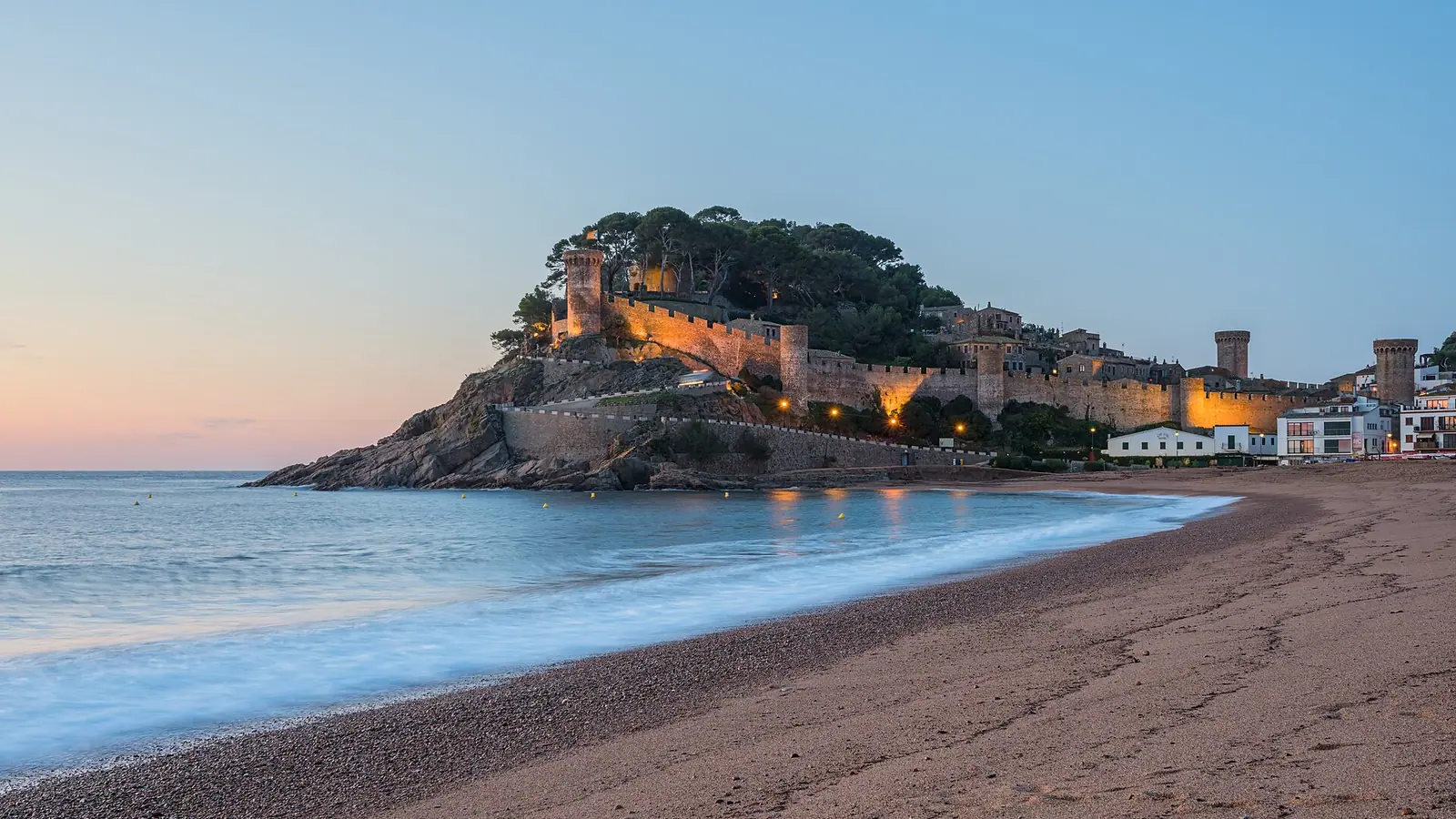 Tossa de Mar – The castle at dawn, Tossa de Mar, Province of Girona, Catalonia, Spain.